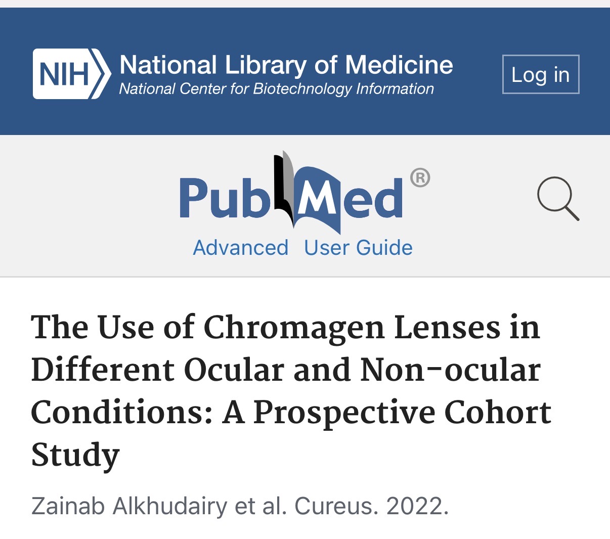 Patient wearing Chromagen lenses for long-term study